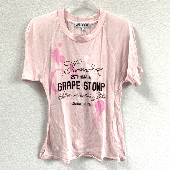 Wildfox Grape Stomp Wine Tee Shirt Pink - Picture 3 of 8